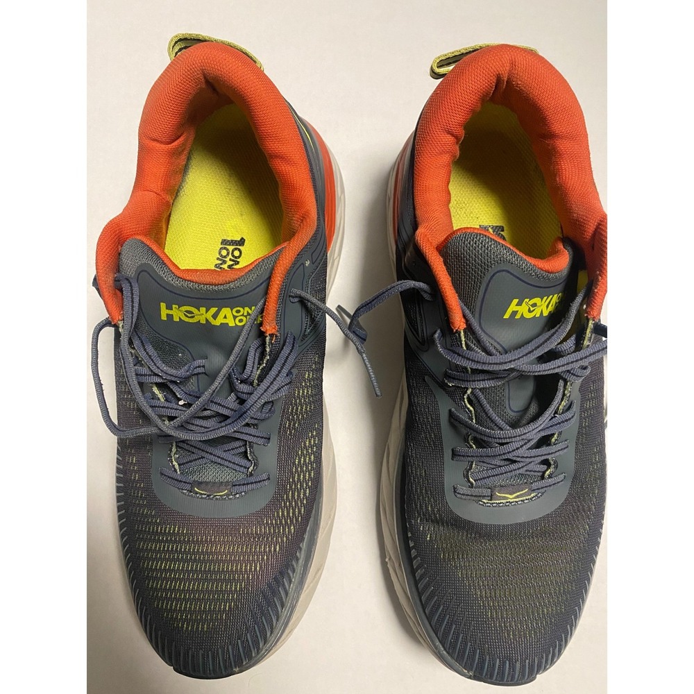 Hoka One One Bondi 7 Mens Running Shoes Grey Orange Size 11.5